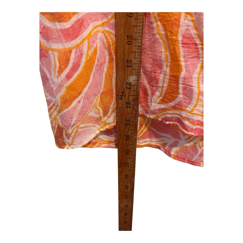 Nanette Lepore Top Womens Medium Floral Blouse Pink‎ Orange Ruffle Sleeve Sheer - Picture 5 of 6